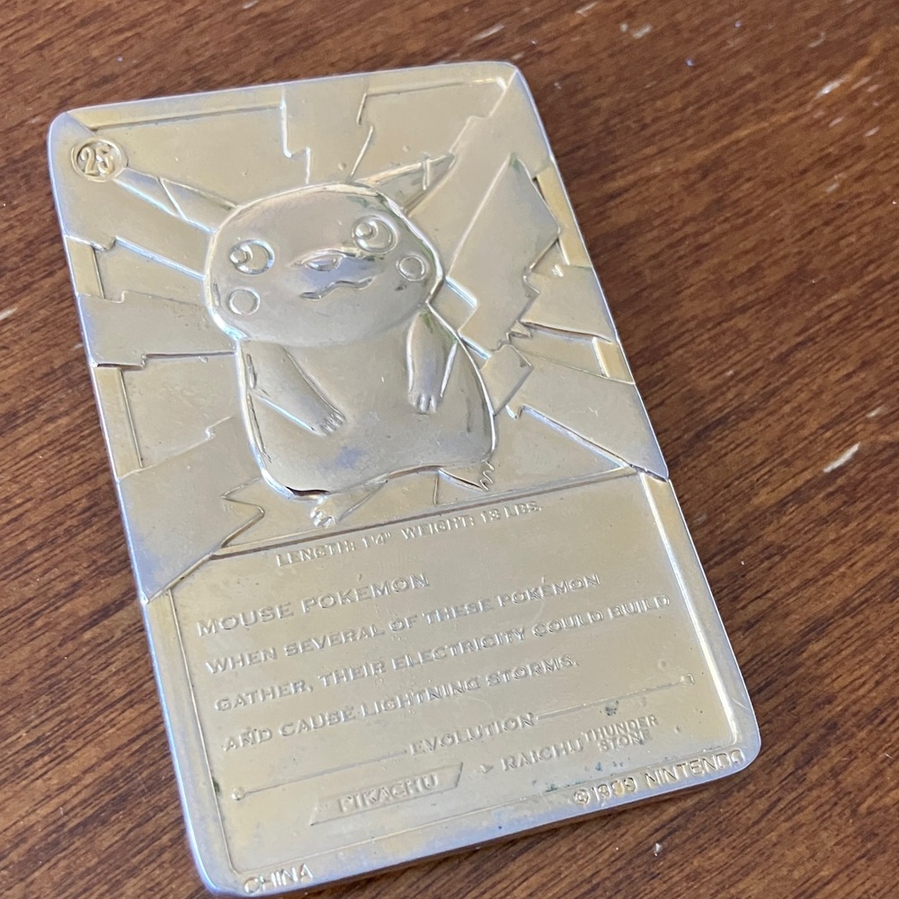 Pokemon Gold Pikachu Collectible Card